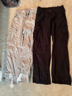 Vintage Light Gray and Black Cargo Pants - Pair
